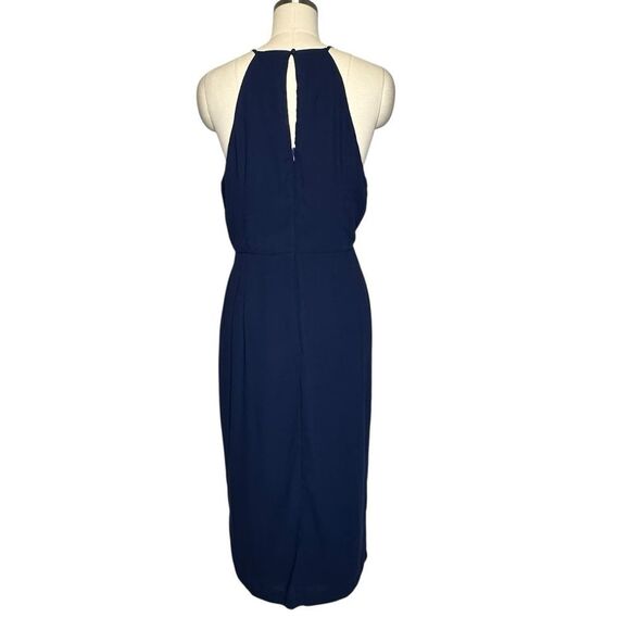 Lulus Navy Blue Pleated Chiffon Sleeveless Cocktail Dress| XL - Picture 7 of 10